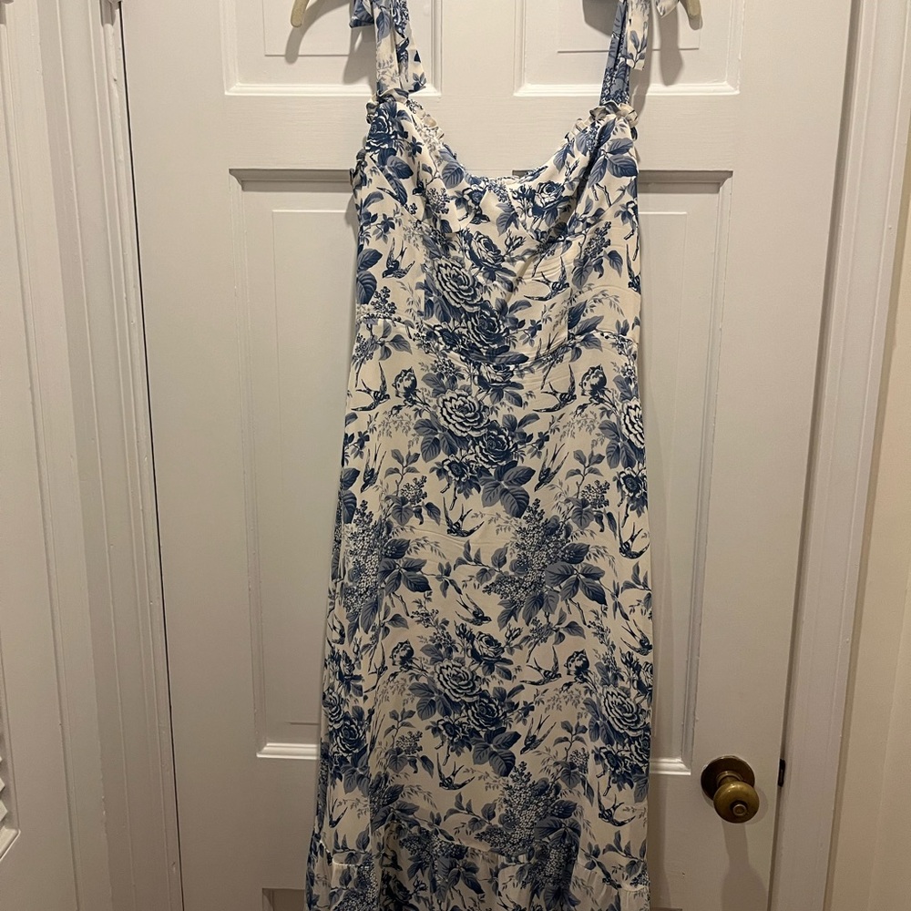 Reformation Floral Blue and White Dress